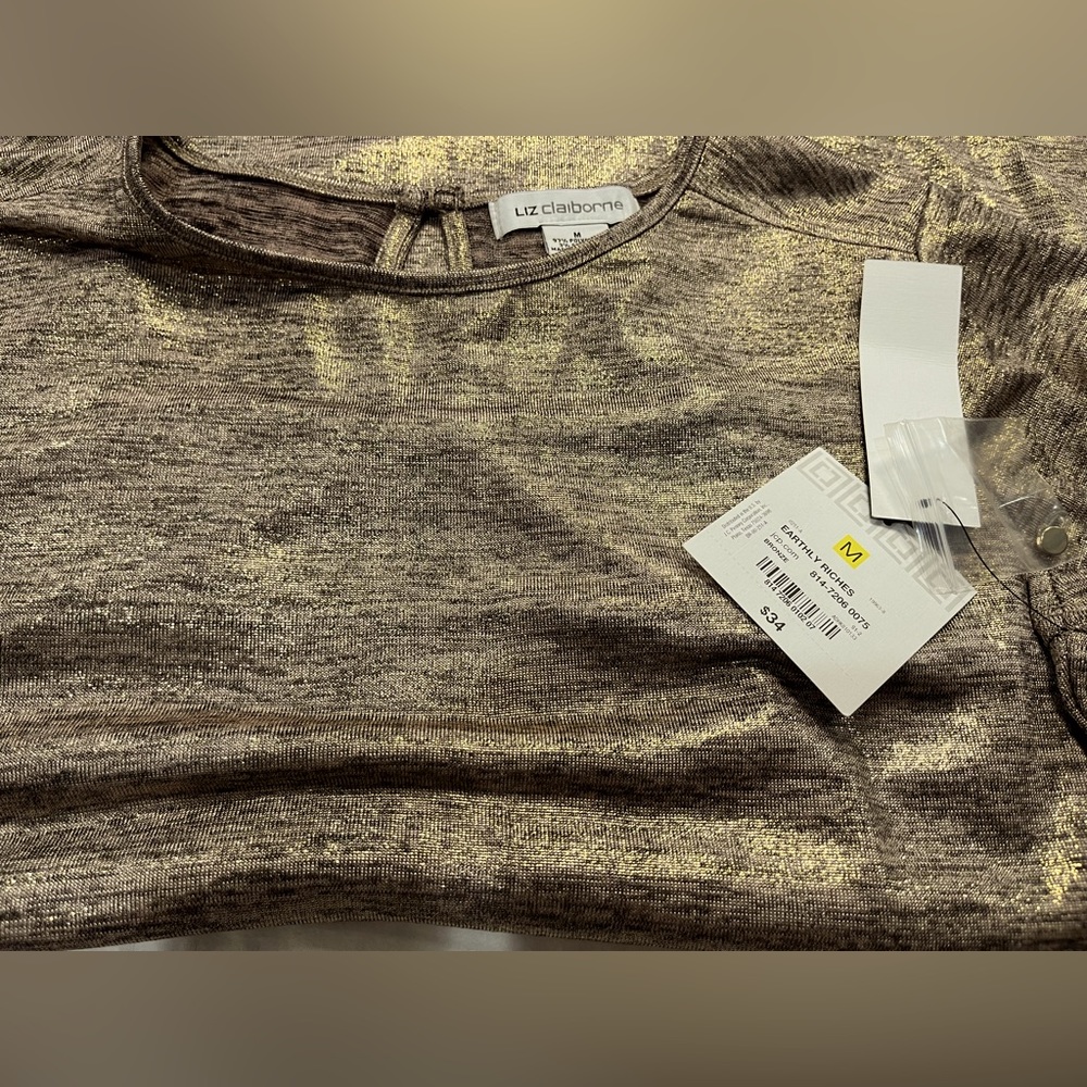 Liz Claiborne Bronze  Med blouse with Tag